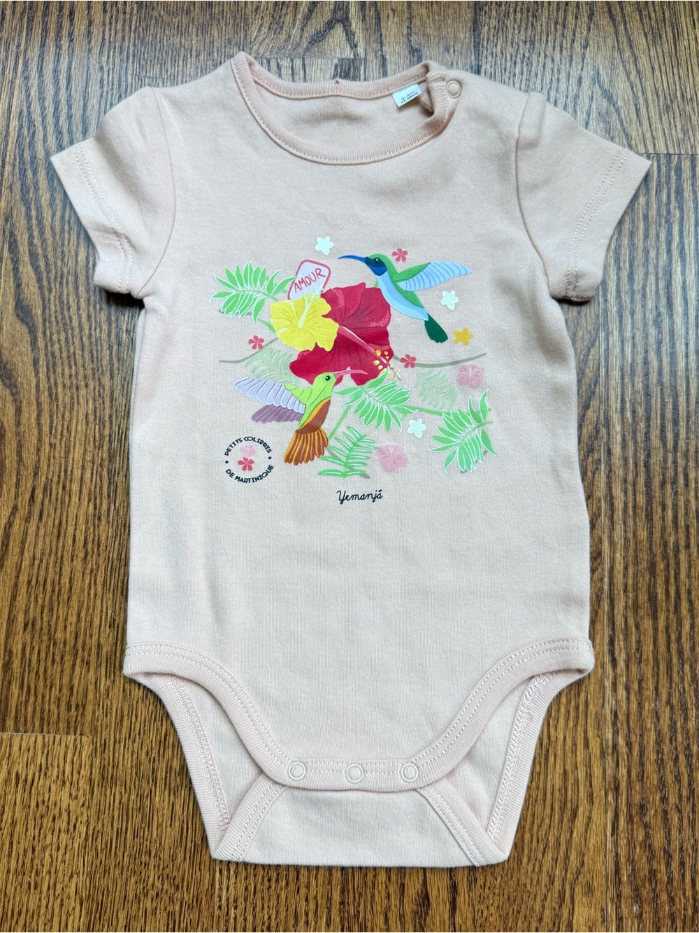 NWOT Floral Hummingbird Organic Onesie 3-6 Months
